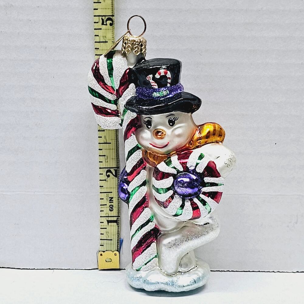 Christopher Radko Collectibles Ornament Peppermint Chillin Snowman Candy Cane